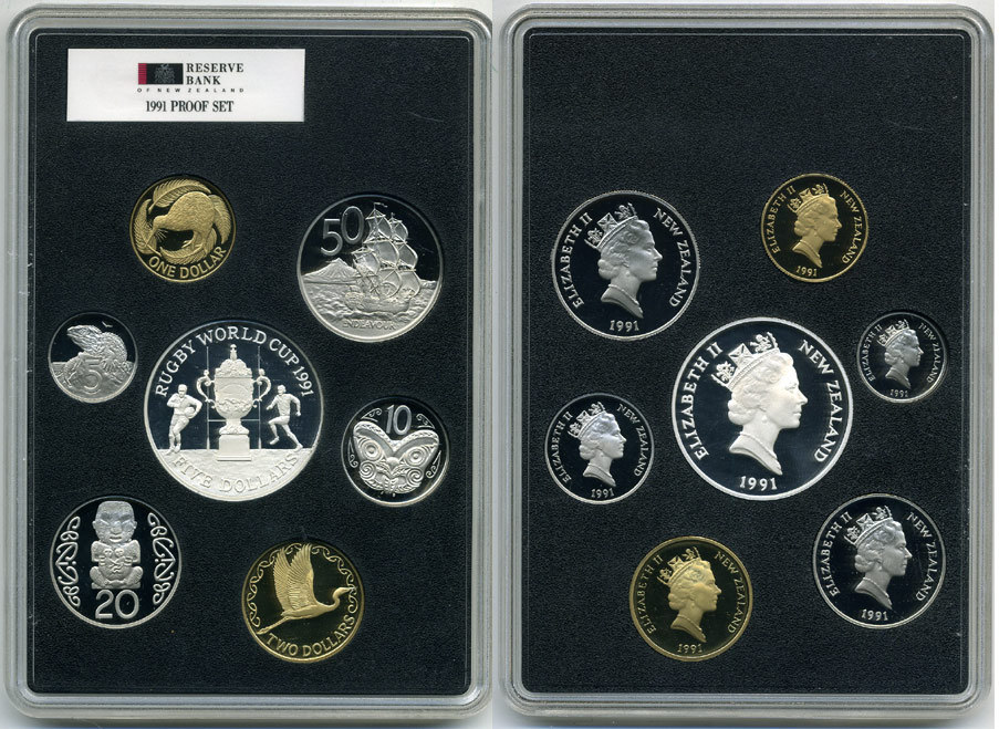 Новая Зеландия официальный набор из 7 монет 1991 в оригинальной пластиковой упаковке серебро PROOF 1-4-1-15