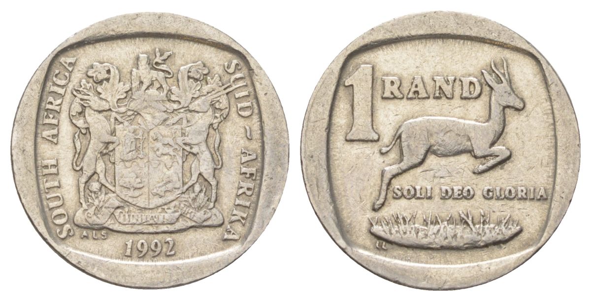 ЮАР 1 ранд 1992 KM 138 медь плакированная никелем 4627-235