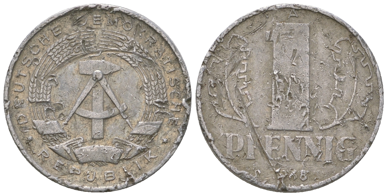 ГДР 1 пфенниг 1968 А КМ 8.1 алюминий 4651-1138