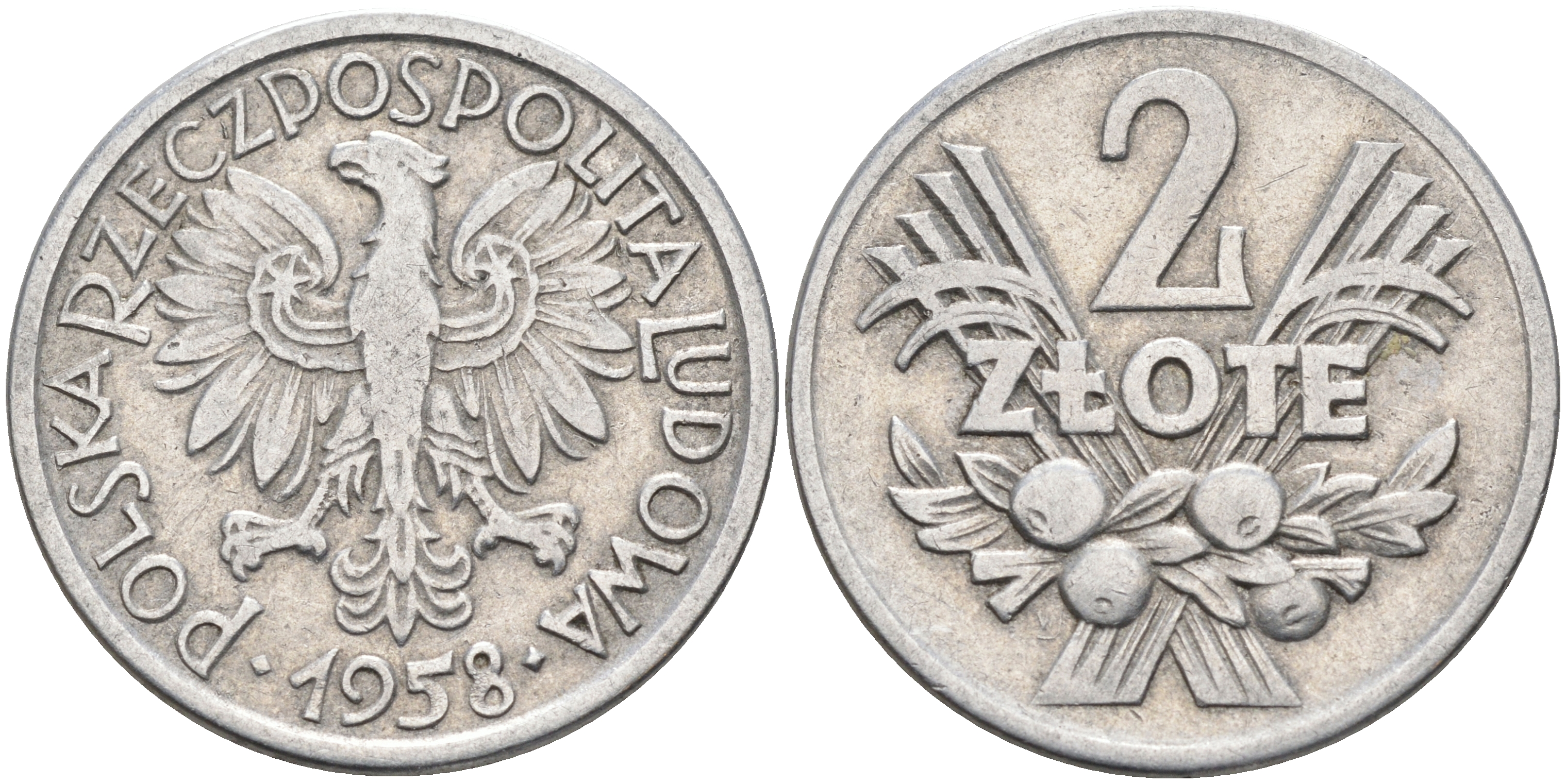 Польша 2 злотых 1958 MW KM 46, Parchimowicz 216a алюминий 4593-313