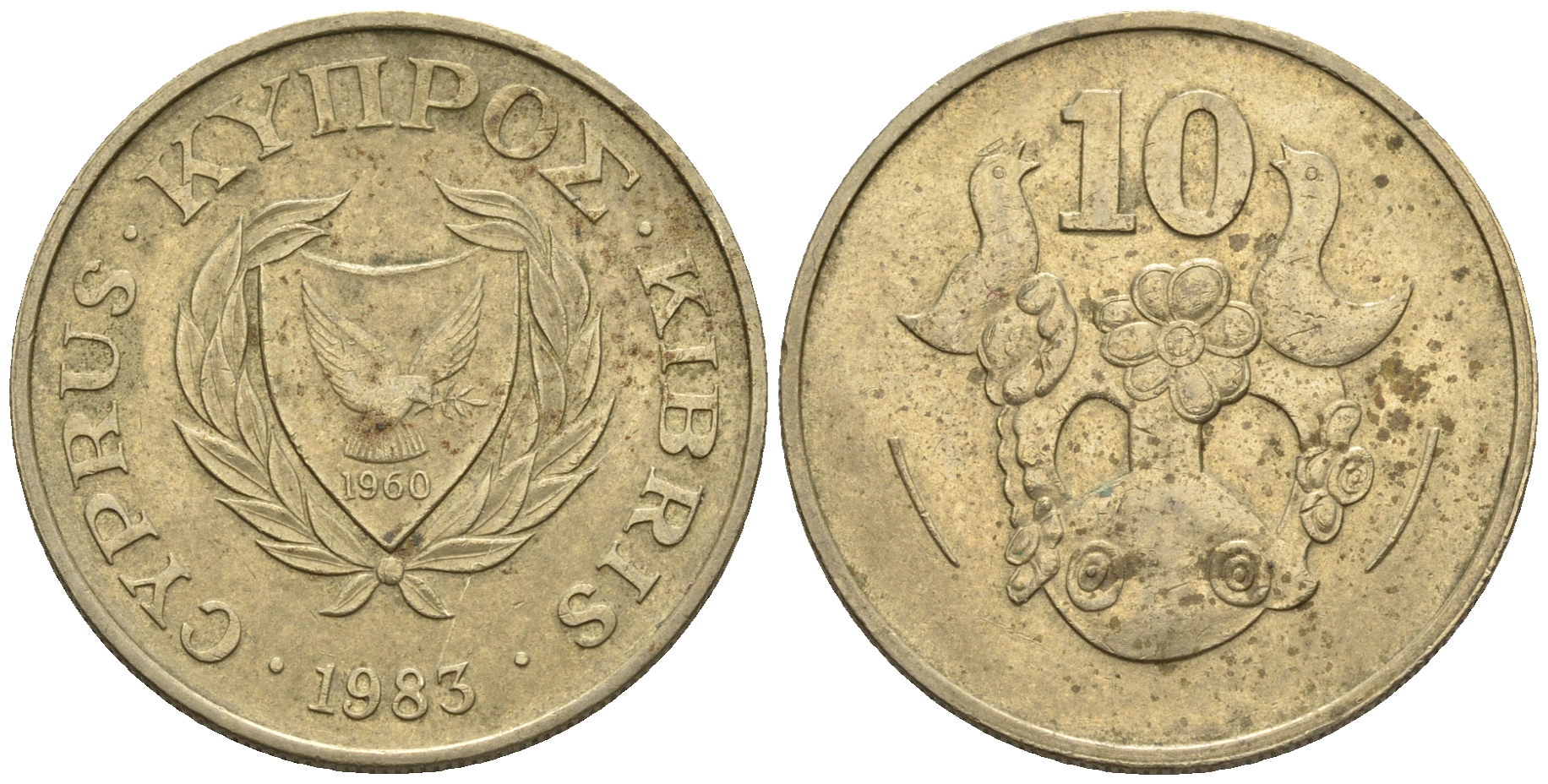 Кипр 10 центов 1983 KM 56.1 никель латунь 85-145