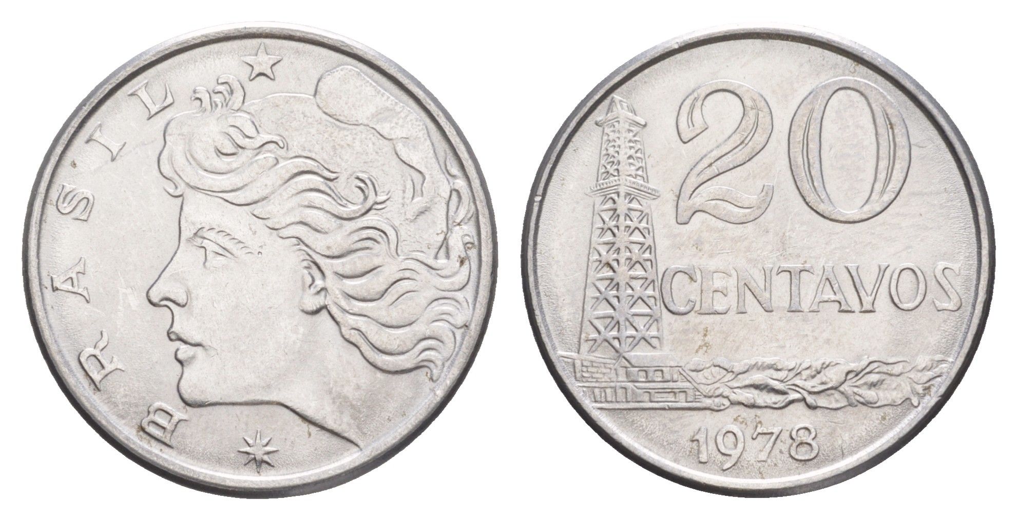 Бразилия 20 сентаво 1978 KM 579.1a нержавеющая сталь UNC 4642-1114