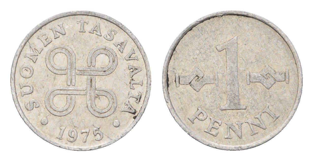 Финляндия 1 пенни 1975 KM 44a алюминий 4685-1127