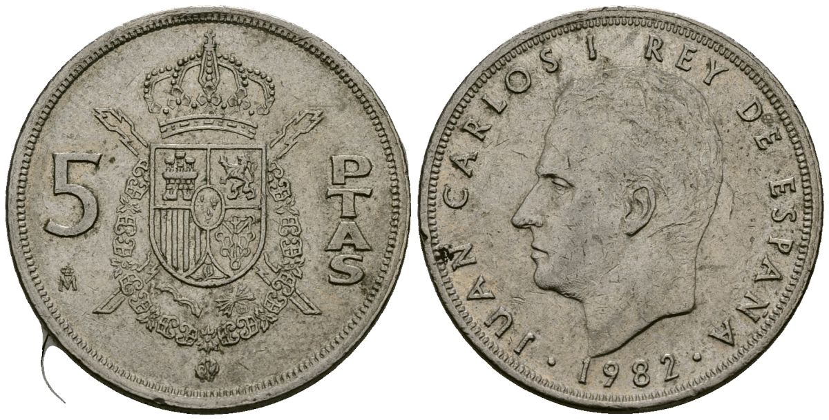 Испания 5 песет 1982 Хуан Карлос I (1975-2014) KM 823 медно-никель 4138-1056