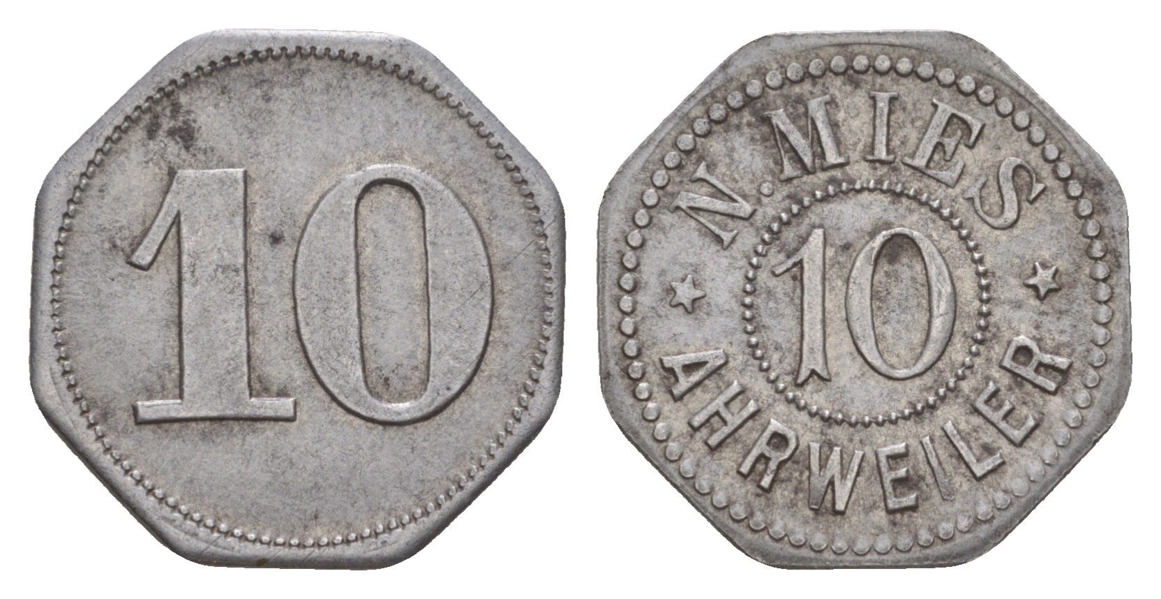 Арвайлер 10 пфеннигов ND N. Mies Men05 189.4, Men18 284.4 железо aUNC 4643-934