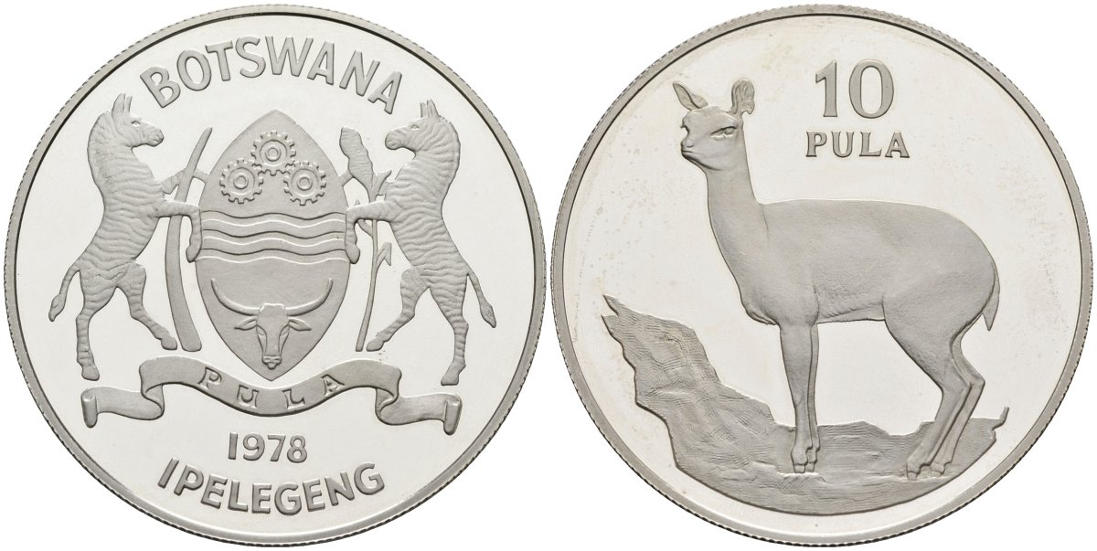 Ботсвана 10 пула 1978 серия защита окружающей среды, антилопа-прыгун, тираж 4088 экз. KM 12 серебро PROOF 04-320-25