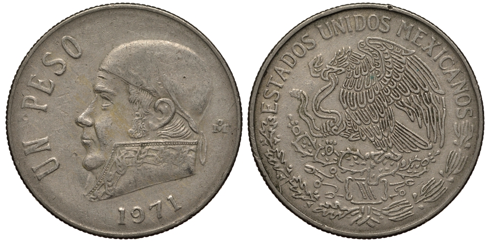 Мексика 1 песо 1971 Хосе Мария Морелос KM 460 медно-никель VF 215-911