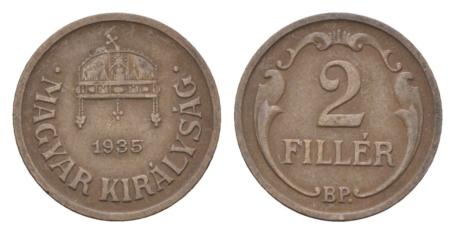 Венгрия 2 филлера 1935 BP KM 506 бронза 4664-844