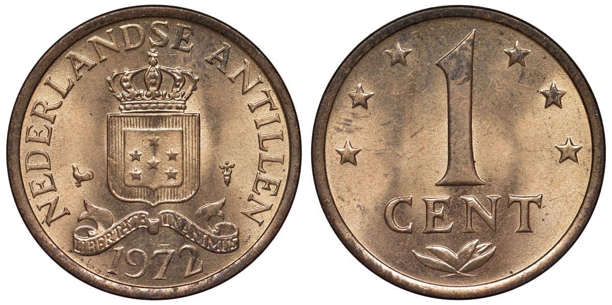 Нидерландские Антилы 1 цент 1972 Юлиана (1948-1980) KM 8 бронза UNC 4118-912
