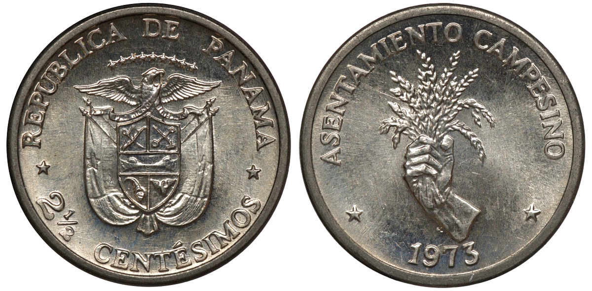 Панама 2 1/2 сентесимо 1973 ФАО, сельское хозяйство KM 32 медь плакированная медно-никелем UNC M53-09