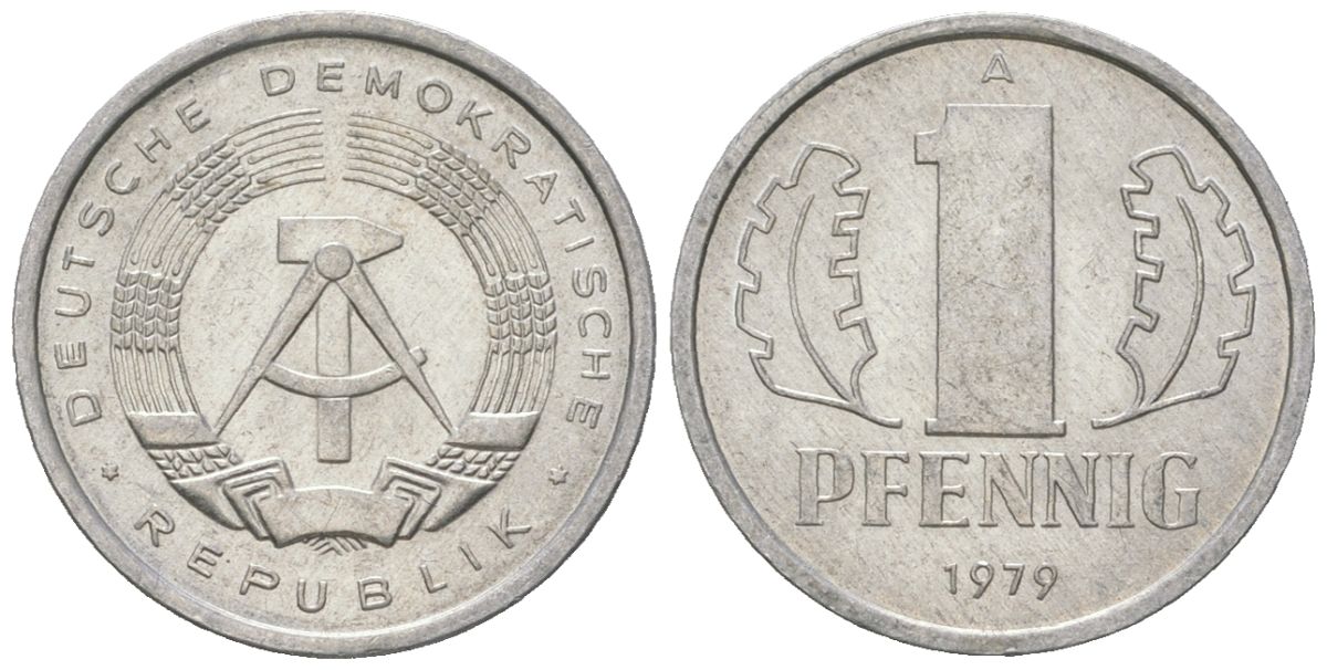 ГДР 1 пфенниг 1979 A KM 8.2 алюминий 201-526