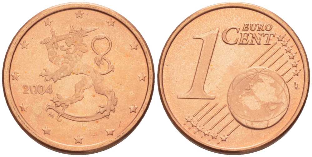 ФИНЛЯНДИЯ 1 ЕВРОЦЕНТ 2004 M KM 98 сталь плакированная медью UNC 214-263