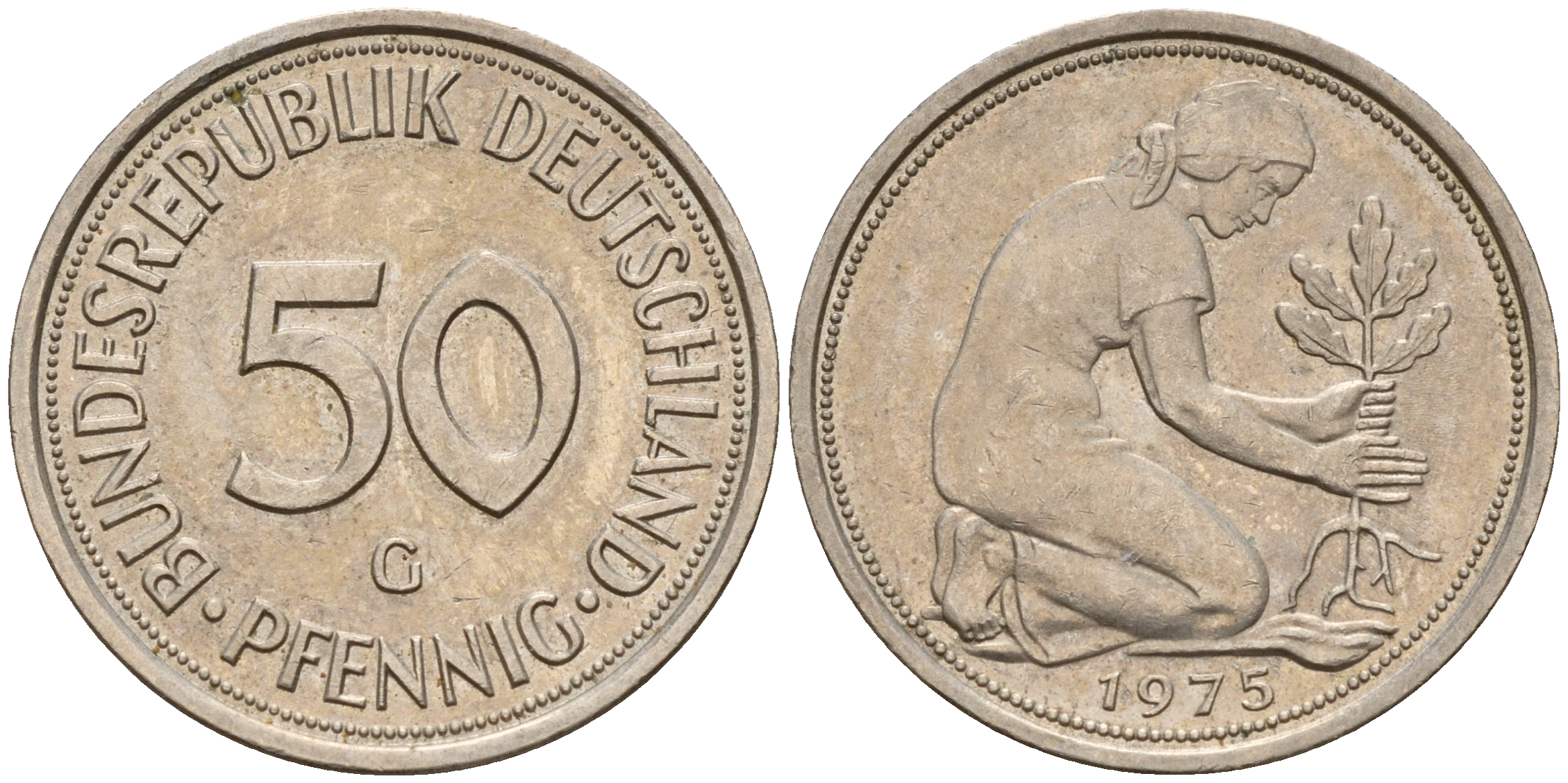 ФРГ 50 пфеннигов 1975 G J.384 KM 109.2 медно-никель    4602-727