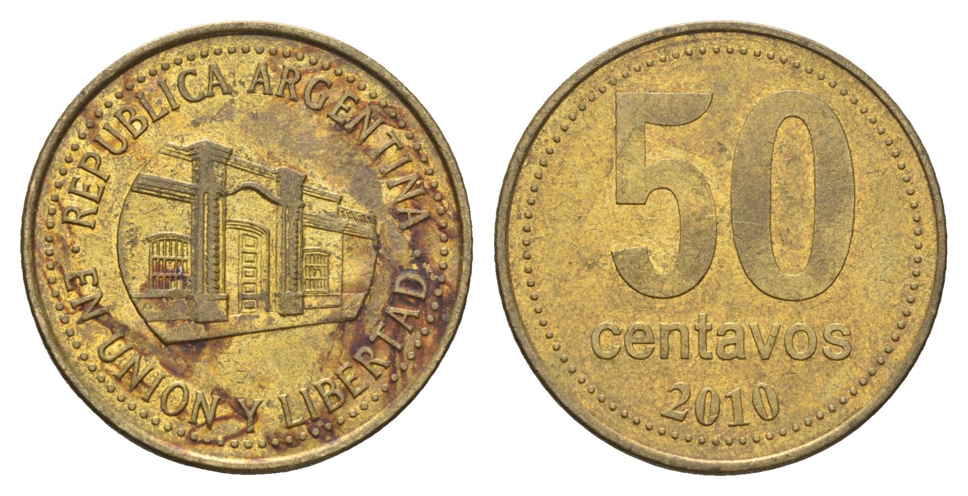 Аргентина 50 сентаво 2010 KM 111 алюминиевая бронза 4663-834
