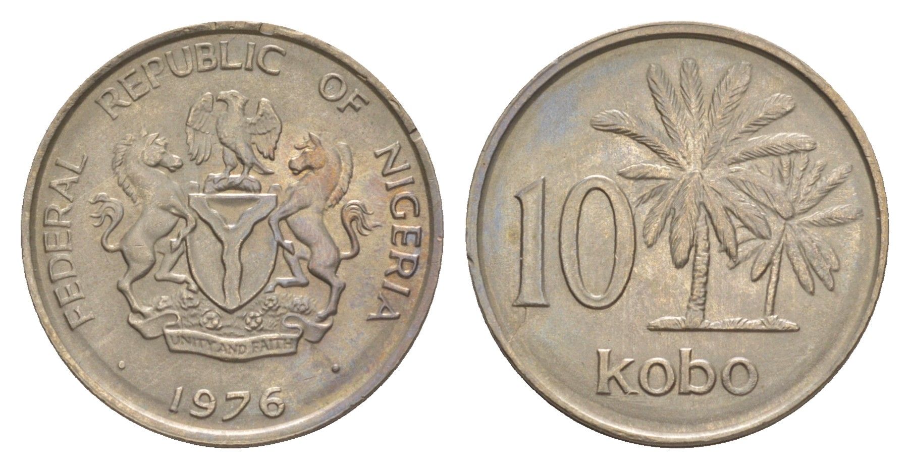 Нигерия 10 кобо 1976 KM 10.1 медно-никель UNC 4643-662