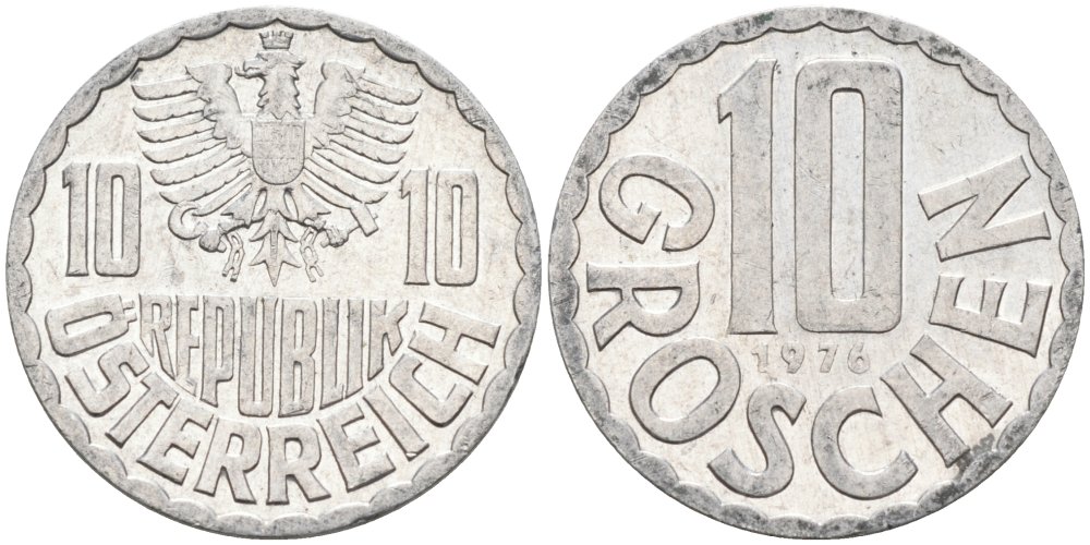 Австрия 10 грошей 1976 KM 2878 алюминий 4575-417
