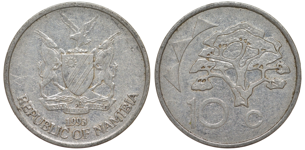 Намибия 10 центов 1998 дерево KM 2 никелированная сталь 4163-931