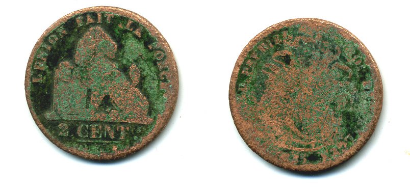 БЕЛЬГИЯ 2 ЦЕНТА ND медь 58-457