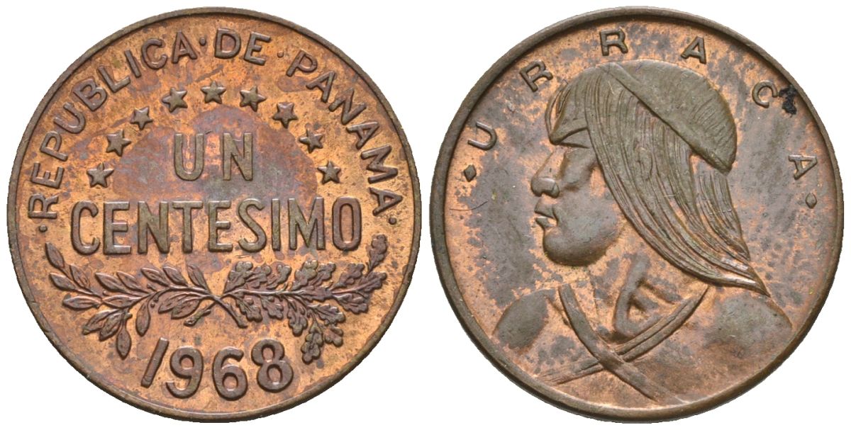Панама 1 сентесимо 1968  KM 22 бронза  aUNC  4609-813