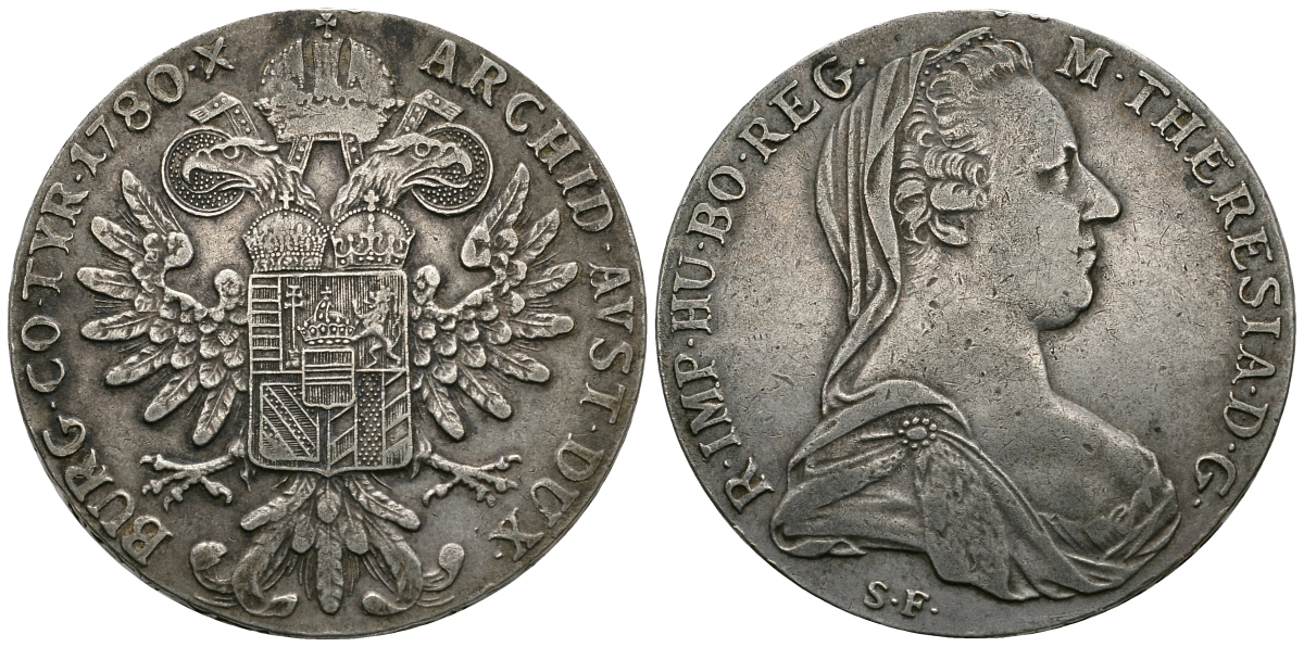 Австрия 1 талер 1780 SF, Мария Терезия, официальный рестрайк KM Т1 серебро 413-2433