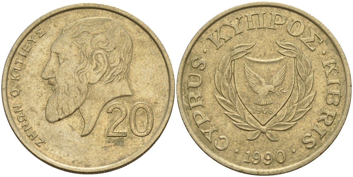Кипр 20 центов 1990 KM 62.1 никель латунь 4140-813