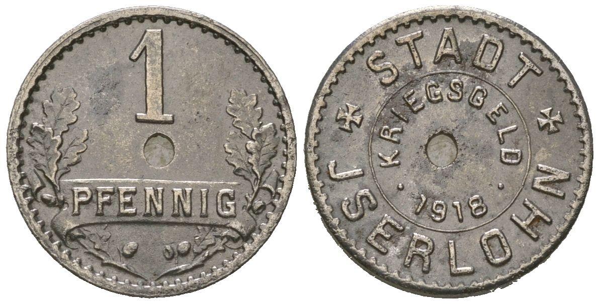 Изерлон (Пруссия, Вестфалия) 1 пфеннингов 1918 Funck228.6A, Men18 15462.11 железо 4164-335