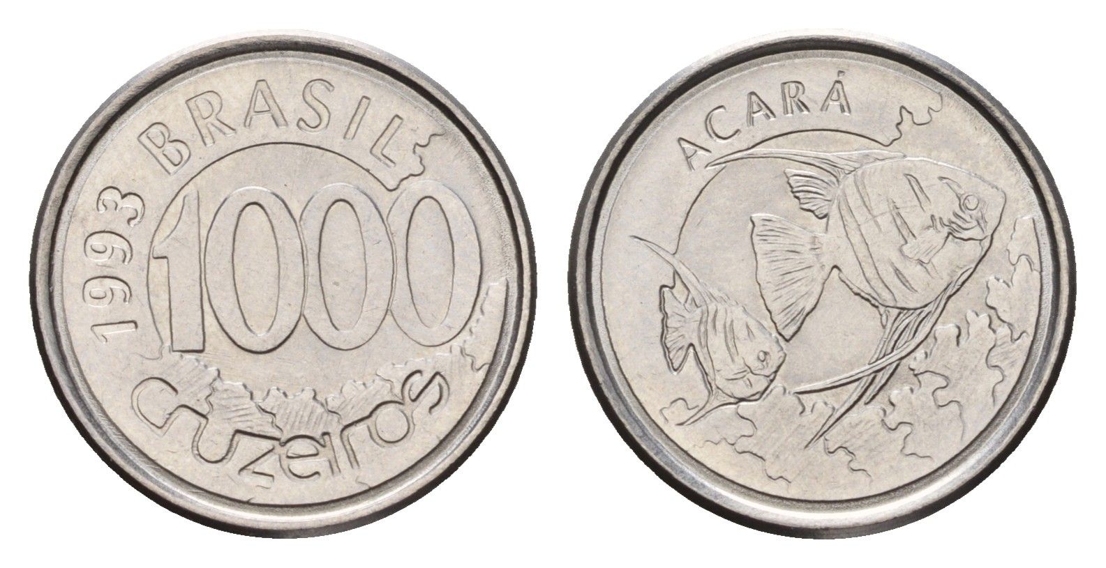 Бразилия 1000 крузейро 1993 KM 626 нержавеющая сталь 4679-945
