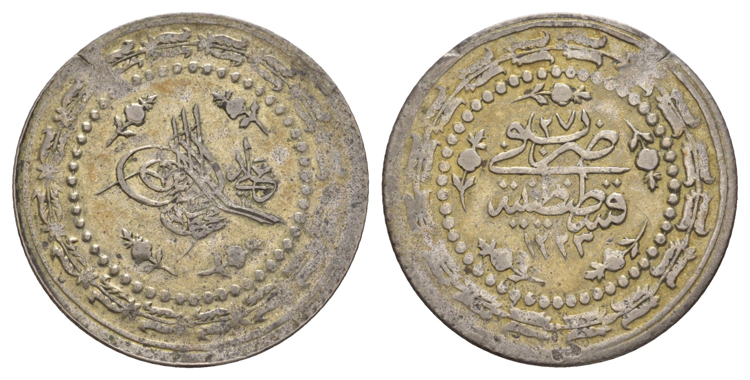 Турция 3 куруша 1808 (1835) AH 1223, Османская империя KM 602 серебро 1515-1512