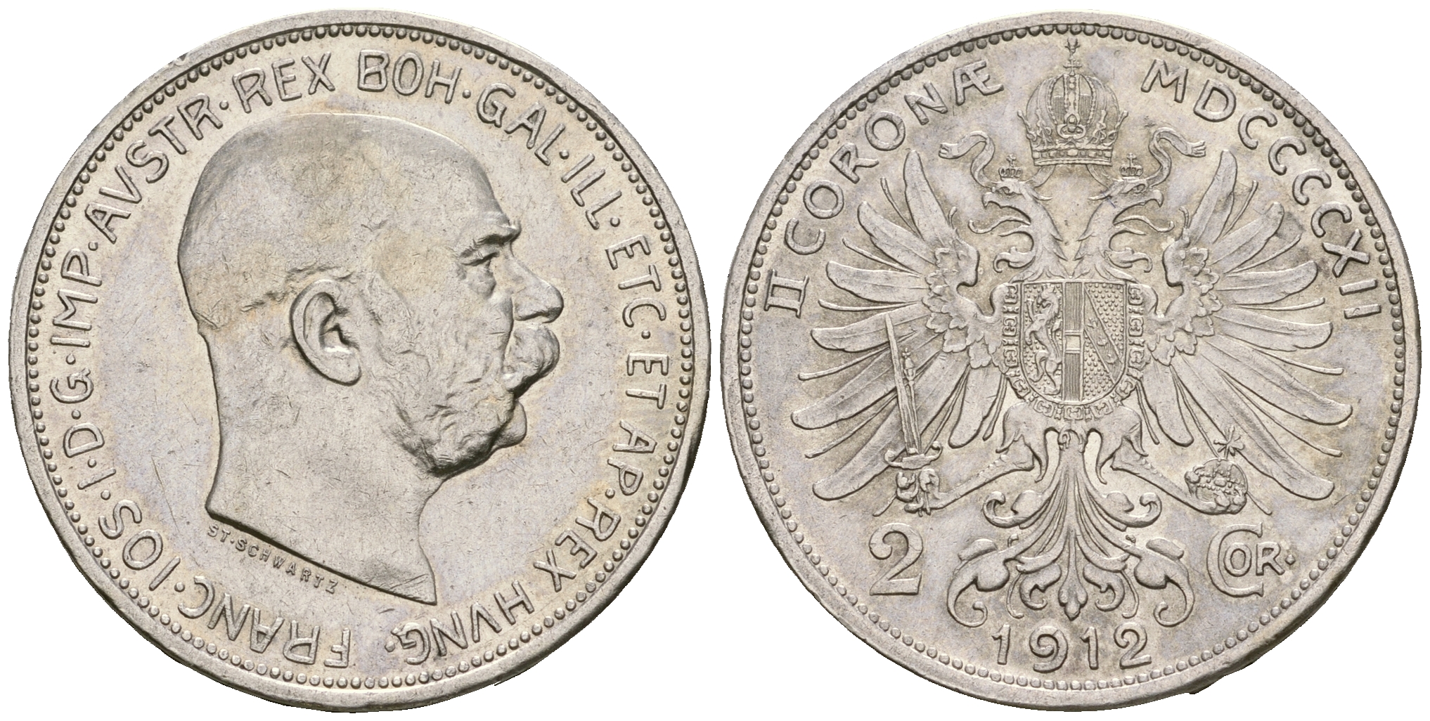 Австрия 2 кроны 1912 Франц Иосиф I (1848-1916) KM 2821 серебро aUNC 413-5943