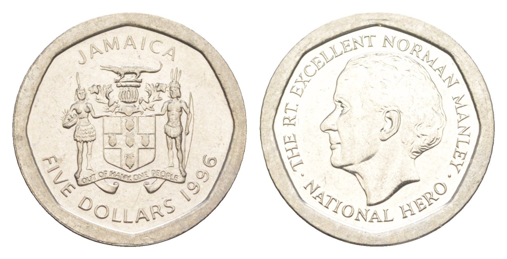 Ямайка 5 долларов 1996 KM 163 нержавеющая сталь UNC 4644-363