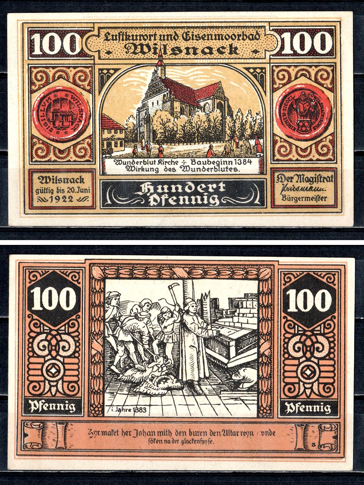 Вильснак (Пруссия, Бранденбург) 100 пфеннигов 1922 2193-48-1-2