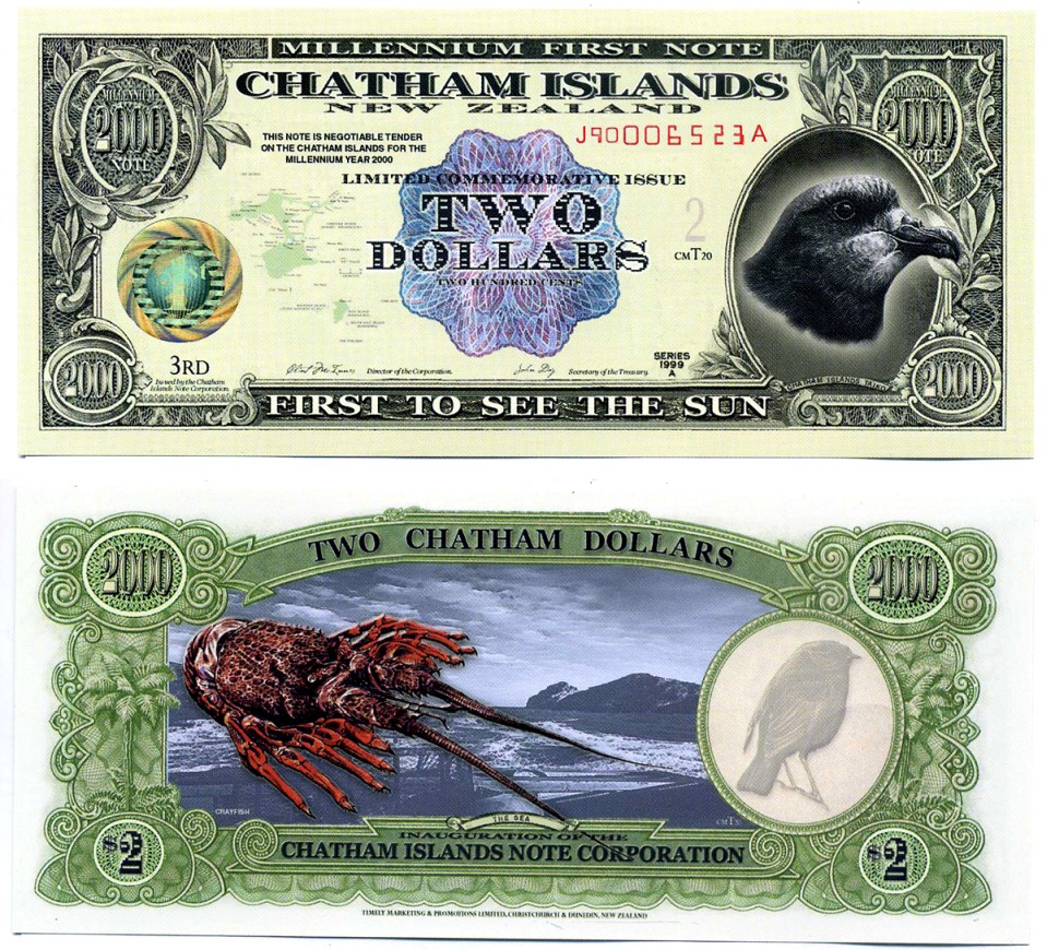 Новая Зеландия, Остров Чатем 2 доллара 1999 пластик UNC (пресс) 7547-2-2-2
