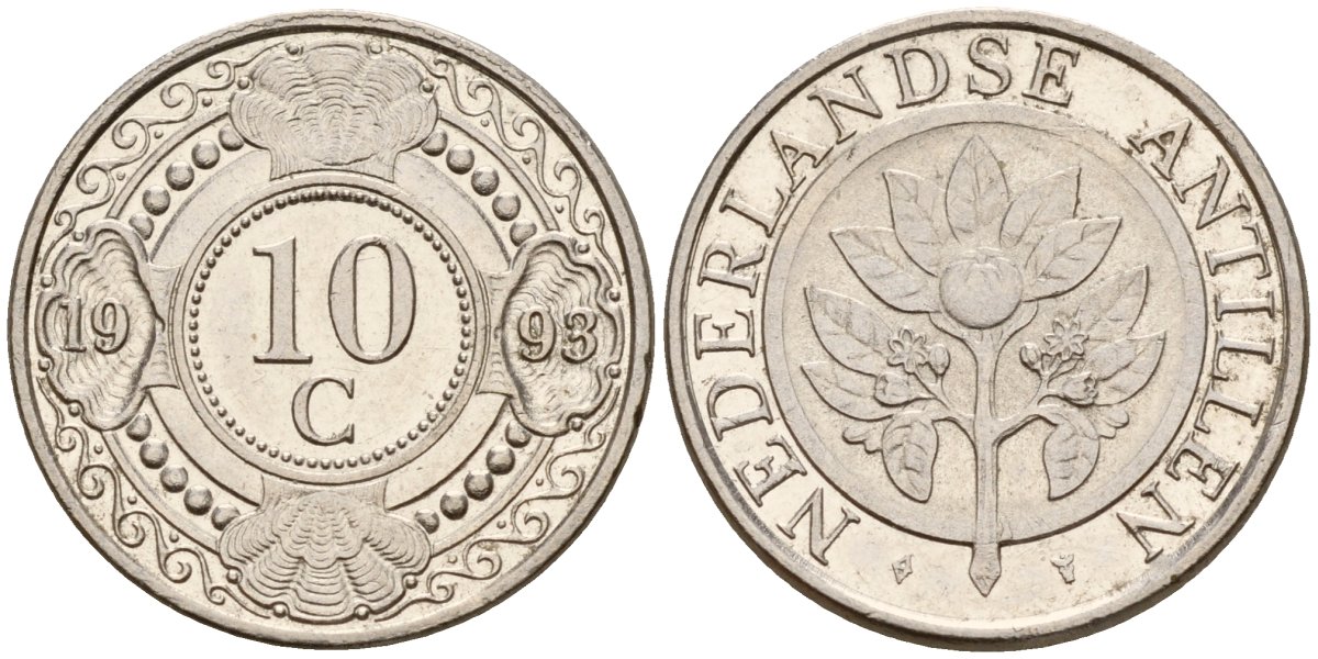 Нидерландские Антилы 10 центов 1993 Беатрикс (1980-2013) KM 34 сталь плакированная никелем 4174-766