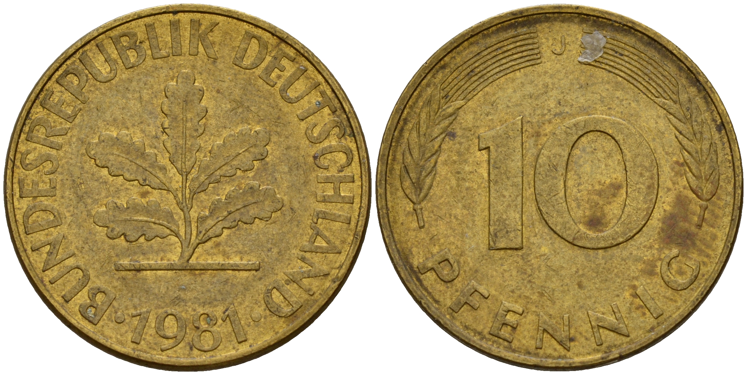 ФРГ 10 пфеннигов 1981 J J. 383, KM 108 сталь плакированная латунью    4603-517