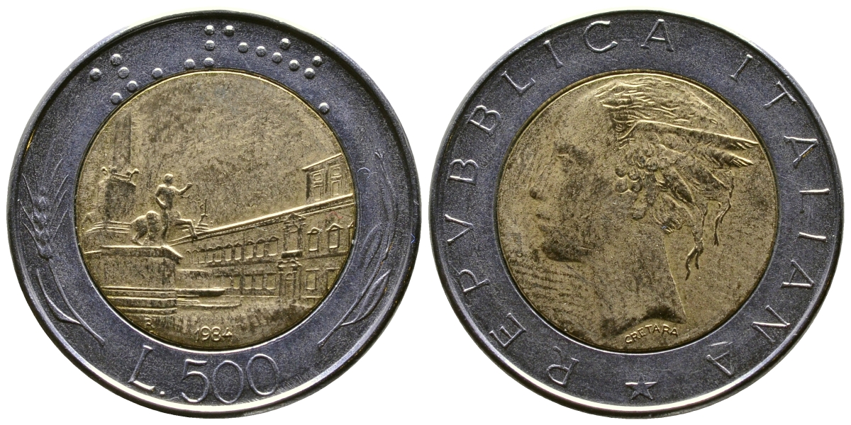 ИТАЛИЯ 500 ЛИР 1984 R KM 111 биметалл 4385-1047