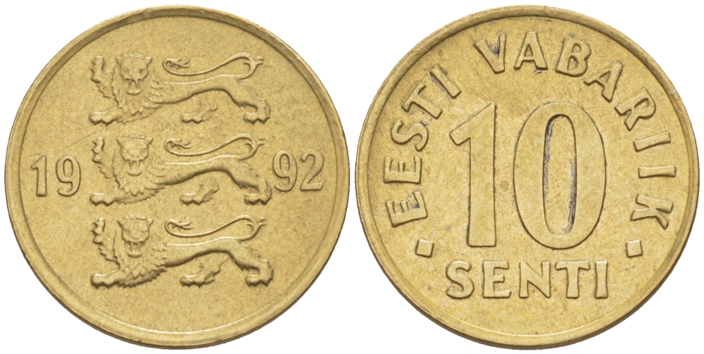 ЭСТОНИЯ 10 ЦЕНТОВ 1992 KM 22 медь алюминий никель 66-223