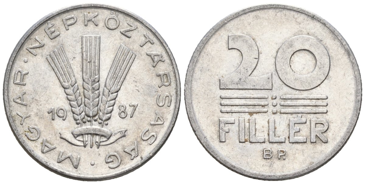 Венгрия 20 филлеров 1987 BP KM 573 алюминий 4152-327