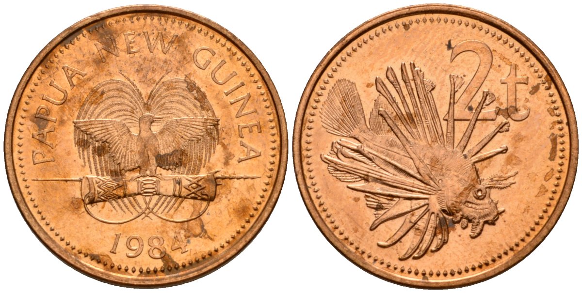 Папуа-Новая Гвинея 2 тойя 1984 Елизавета II (1953-) KM 2 бронза 4187-1223