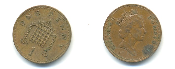 Великобритания 1 пенни 1989 Елизавета II (1952-2022) KM 935, Spink 4381 (B3) бронза 59-1715