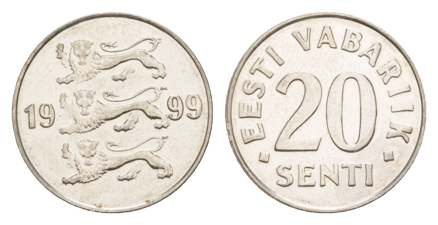 Эстония 20 сентов 1999 KM 23a сталь плакированная никелем UNC 4647-124