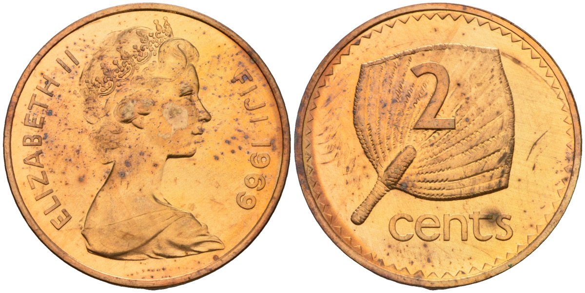 Фиджи 2 цента 1969 Елизавета II (1952-) KM 28 бронза UNC 4119-431