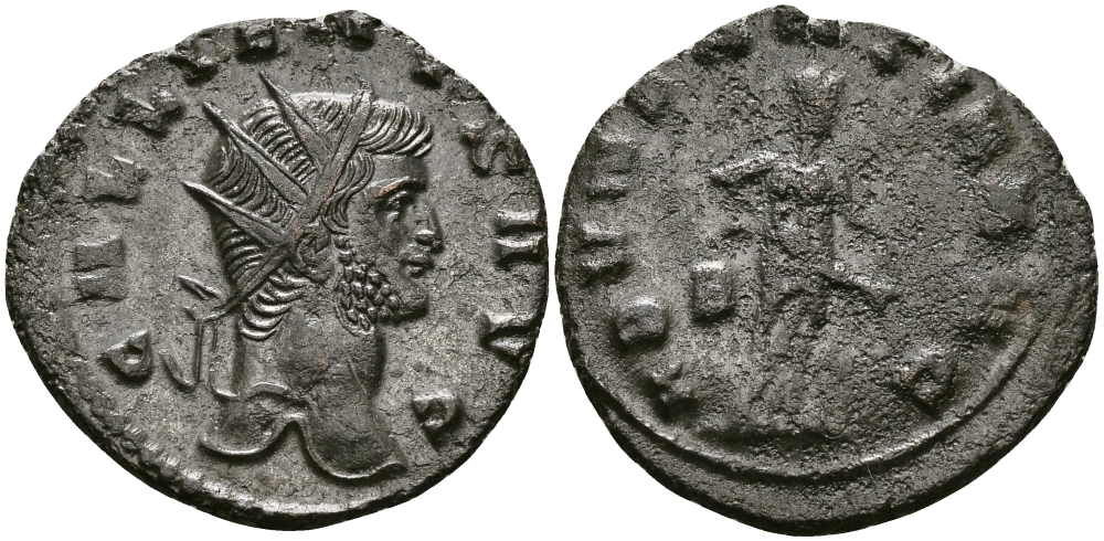 Римская Империя антониниан 265 - 267 Галлиен ABVNDANTIA AVG Рим Good Very fine / fine RIC 157 биллон, серебрение 1073-10-67