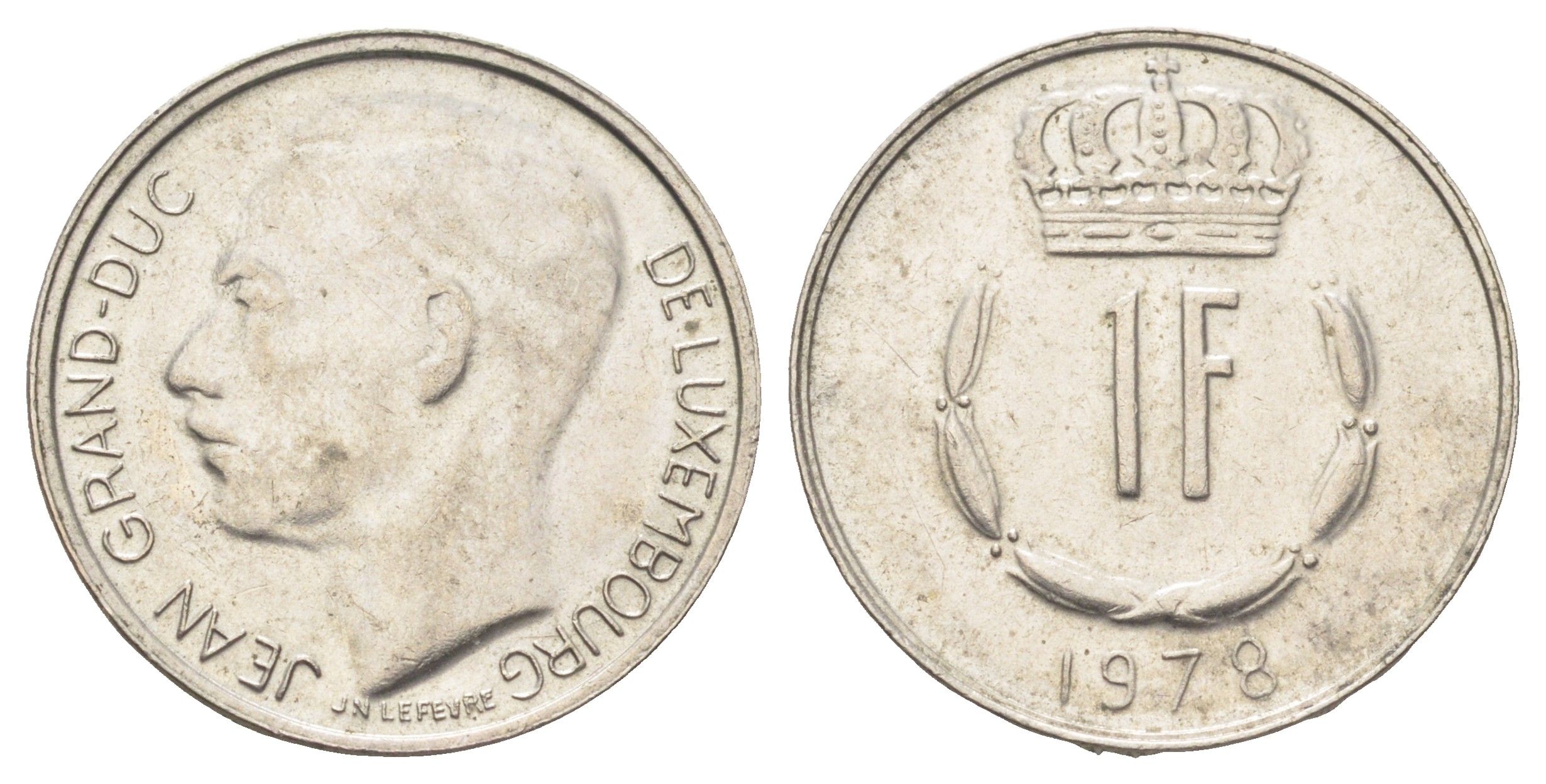 Люксембург 1 франк 1978 Великий герцог Жан (1964-2000) KM 55 медно-никель 4708-328