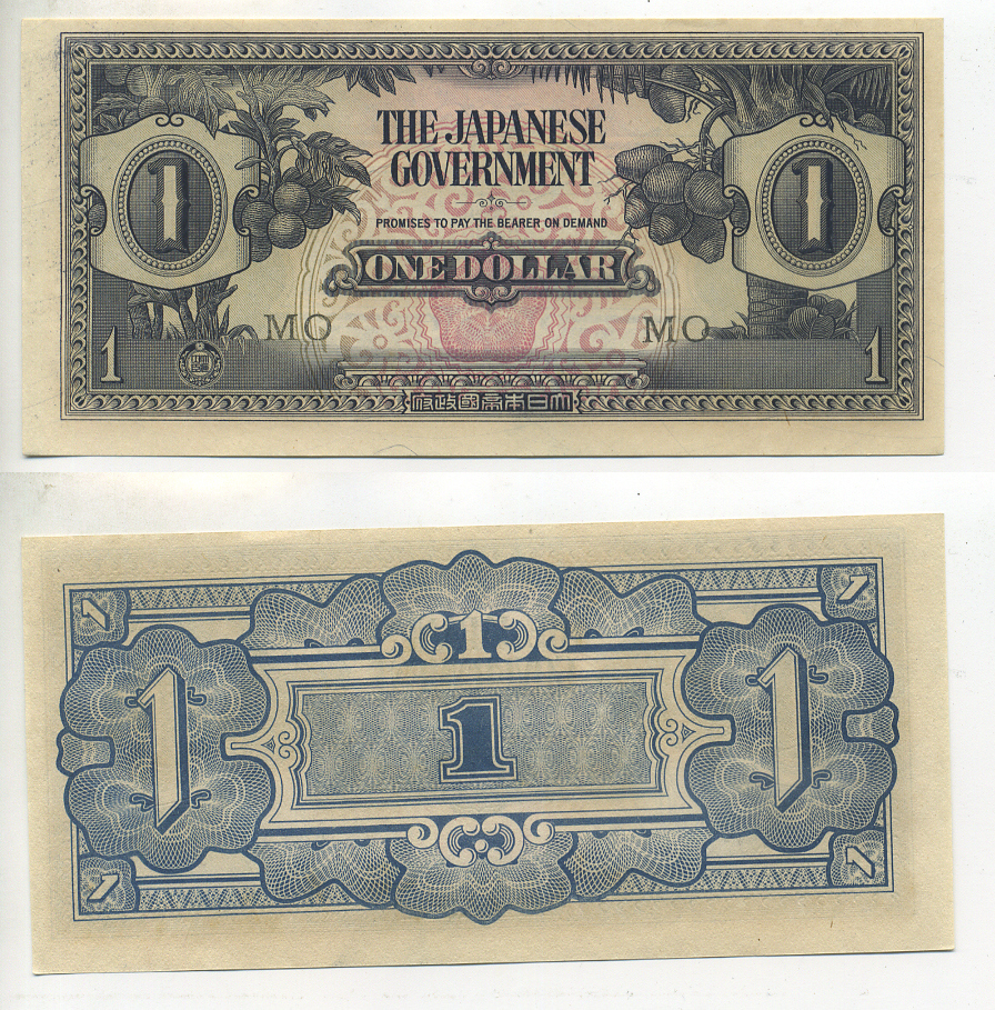 Малайя, Японская оккупация 1 доллар 1942 серия MO Pick M5 c бумага UNC (пресс) 7547-42-3