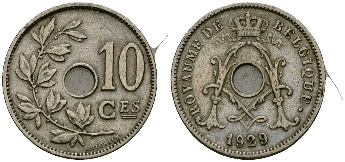 Бельгия 10 сантимов 1929 Belgique KM 85 медно-никель 4172-1046