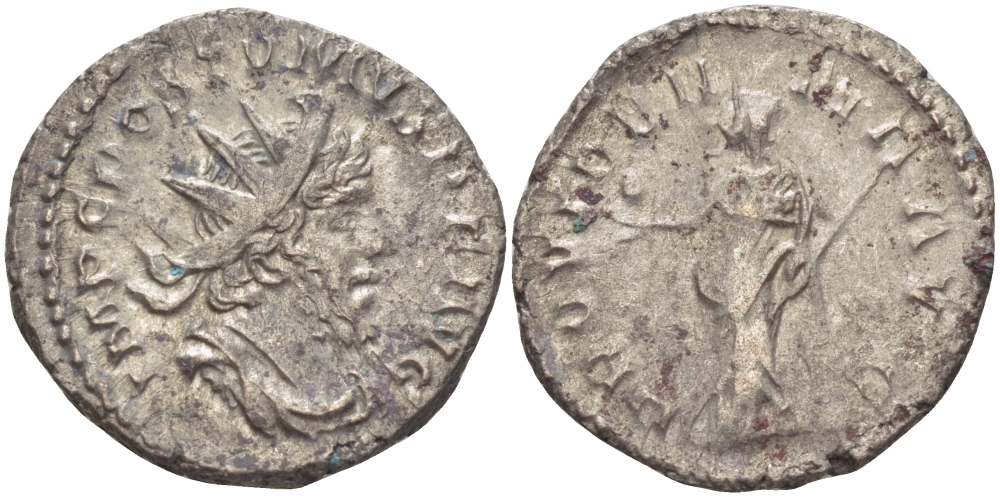 Римская Империя (императоры в Галлии) антониниан 260 - 269 Постум. IMP C POSTVMVS P F AVG / PROVIDENTIA AVG, Провиденция, держащая скипетр и сферу, Колония Агриппины, Very fine RIC 323 биллон 1073-13-34