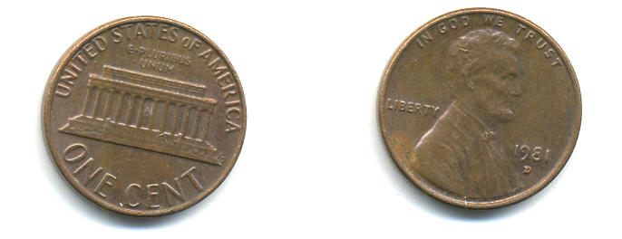 США 1 ЦЕНТ 1981 D, ЛИНКОЛЬН KM 201 медь цинк 179-352