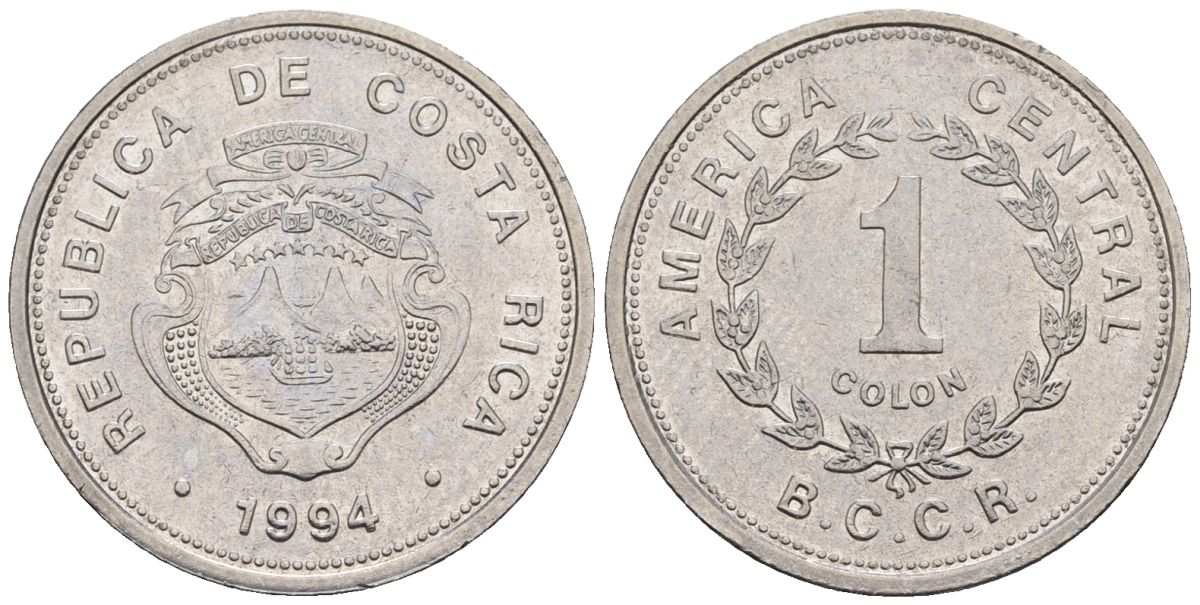 Коста-Рика 1 колон 1984 KM 210.1, Schoen 76 никель сталь 4514-146
