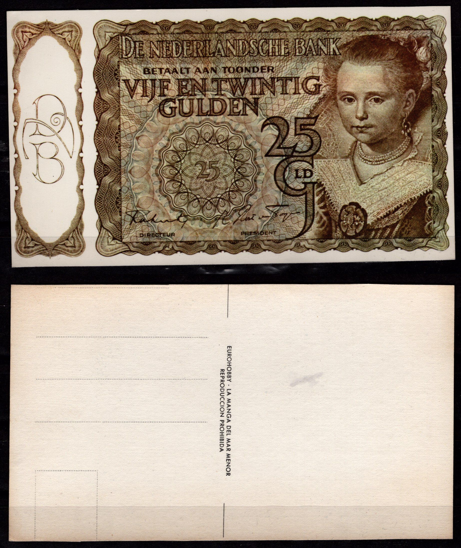 Нидерланды 25 гульденов ND открытка тип Pick 60 картон 8708-7