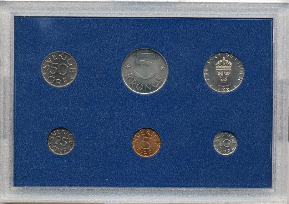 Швеция набор из 6 монет 1980 официальный набор монетного двора, Карл XVI Густав (1973- ) UNC 2-4-1-35